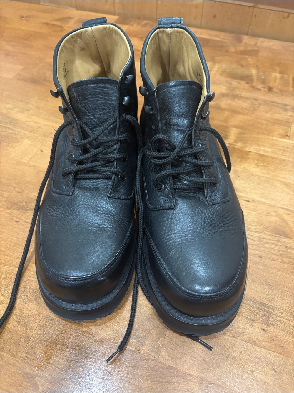 Men's Black Leather Lace-Up Work Boots — Sturdy Comfort Extra-Wide